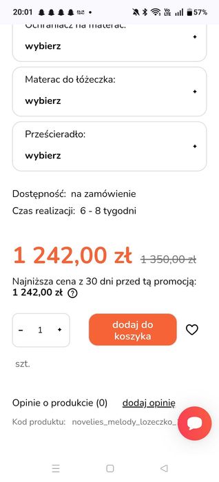Łóżeczko niemowlęce dla przedszkolaka białe 80x150 szuflada