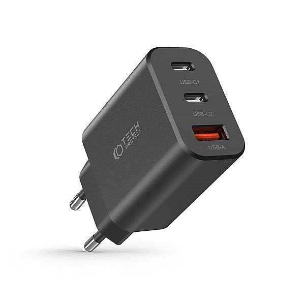 Tech-Protect C30W 3-Port Network Charger Pd30W/Qc3.0 Black