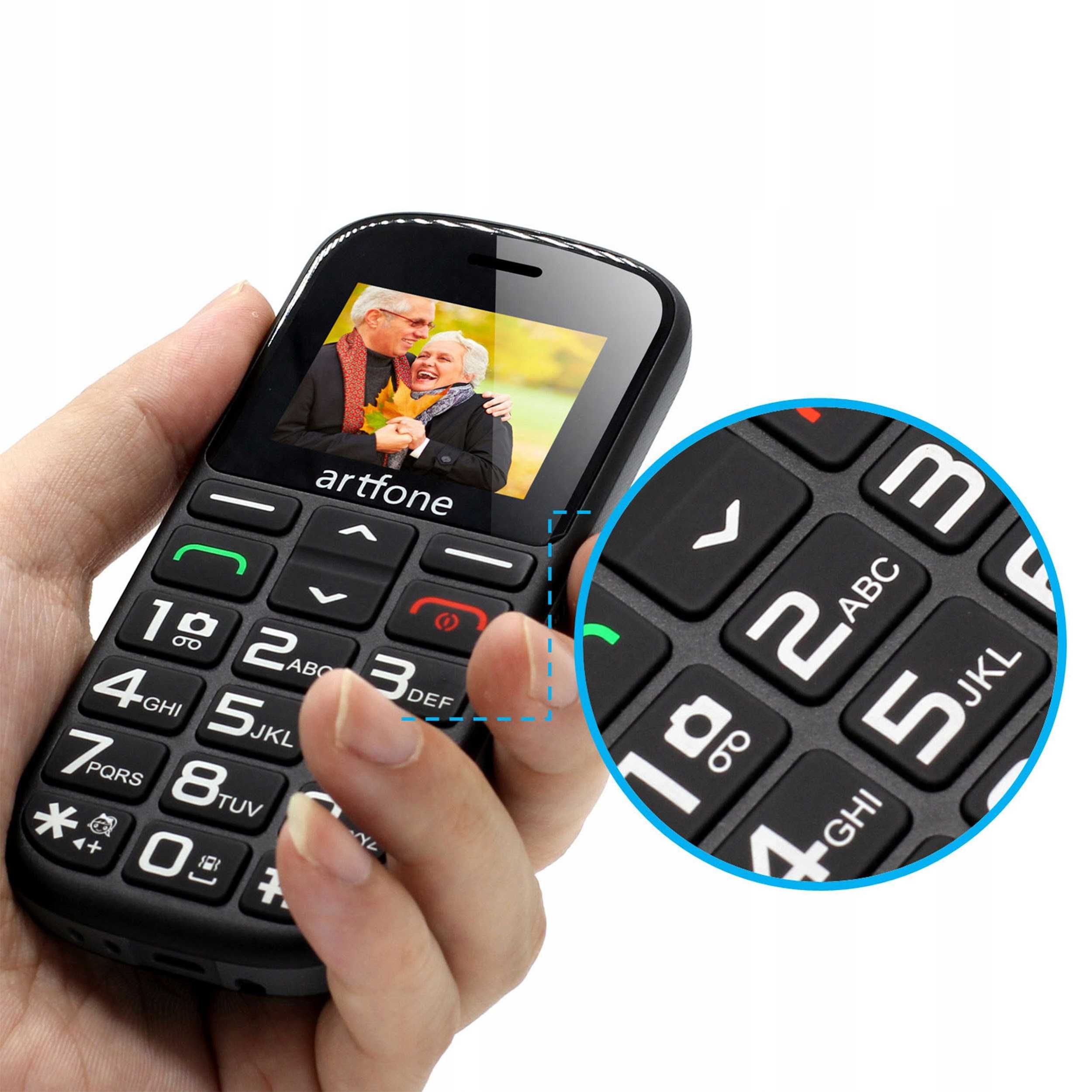 telefon komórkowy dla seniora z przyciskiem sos duże klawisze sim gsm