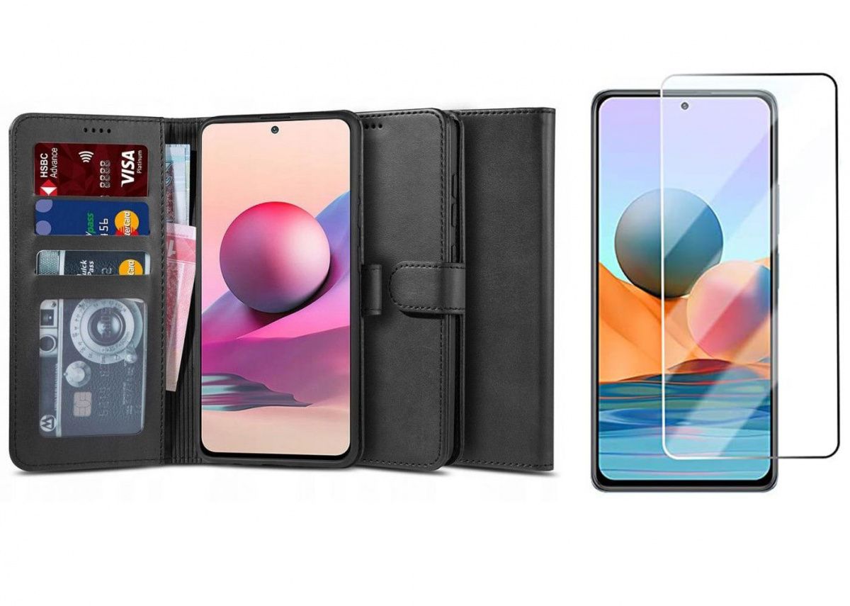 Etui Wallet 2 + Szkło Płaskie Do Xiaomi Redmi Note 10 / 10S