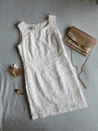 Biała letnia sukienka z wzorem 42 L/XL