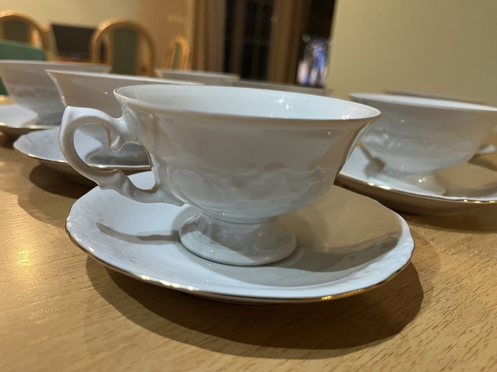 Serwis kawowy ceramiczny Wałbrzych zestaw 7 sztuk herbata porcelana
