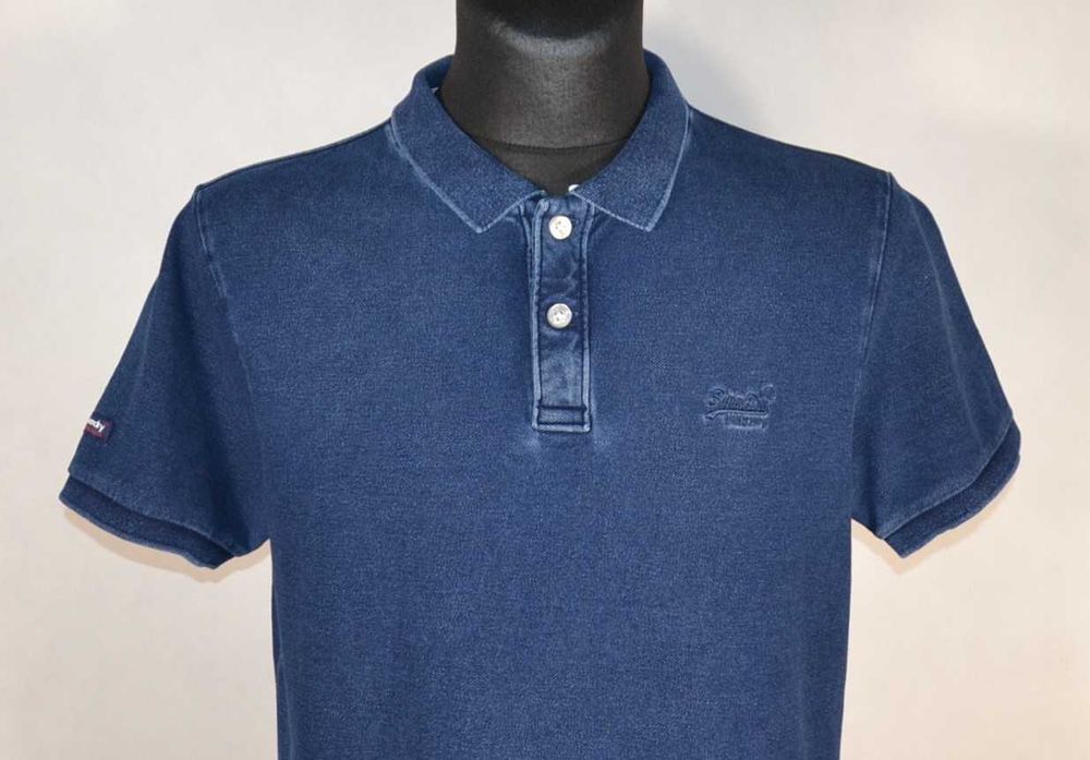 SUPERDRY Classic Indigo Polo Koszulka Męska XXL Oryginalna Super Stan