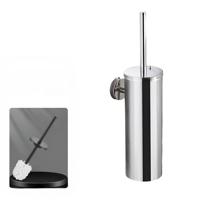 Szczotka WC do łazienki toalety uchwyt bez wiercenia chrom srebrna