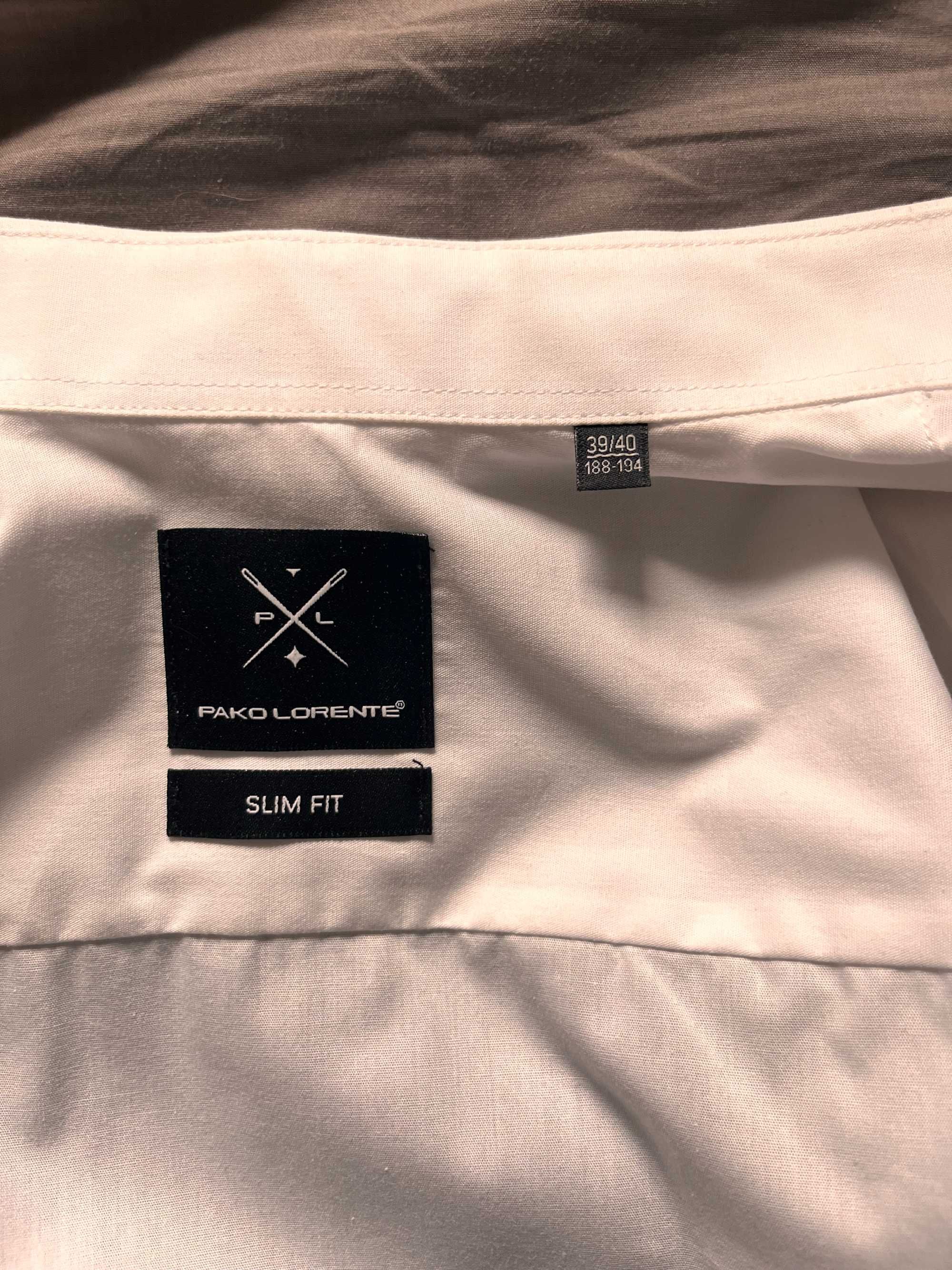 Biała koszula slim fit, rozmiar 39/40, Pako Lorente.