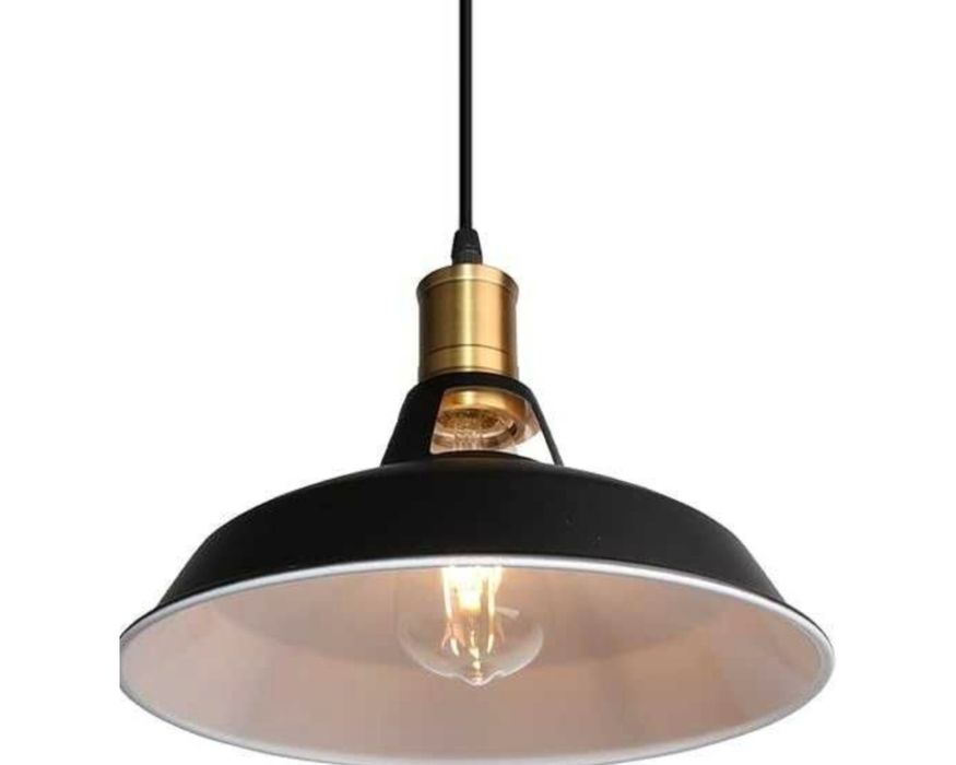 Czarna lampa wisząca Lightess, metalowa, styl retro, średnica 27 cm