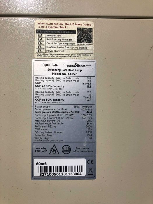 Bomba calor inverter inpool 26kw para piscina