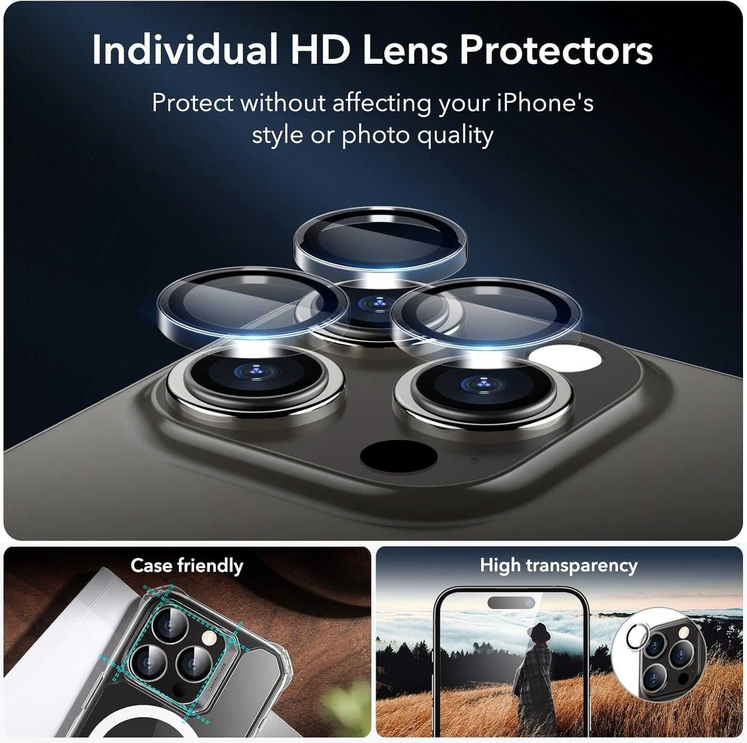 ESR screen protector 3x szkło iPhone 15 Pro Max na LCD 2x szkło aparat
