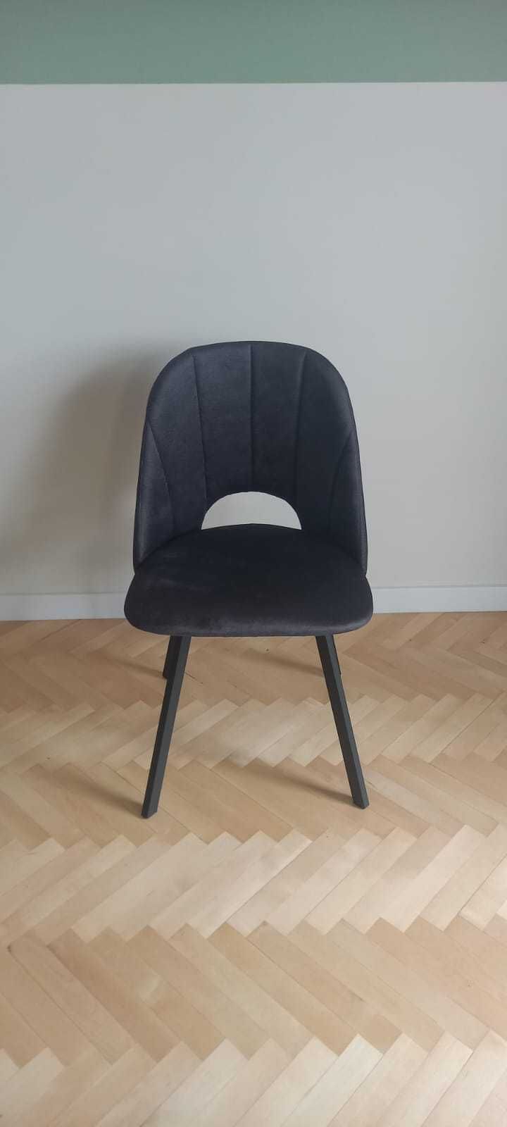 NOWE krzesło, krzesła welurowe na metalowych nogach - 6 sztuk