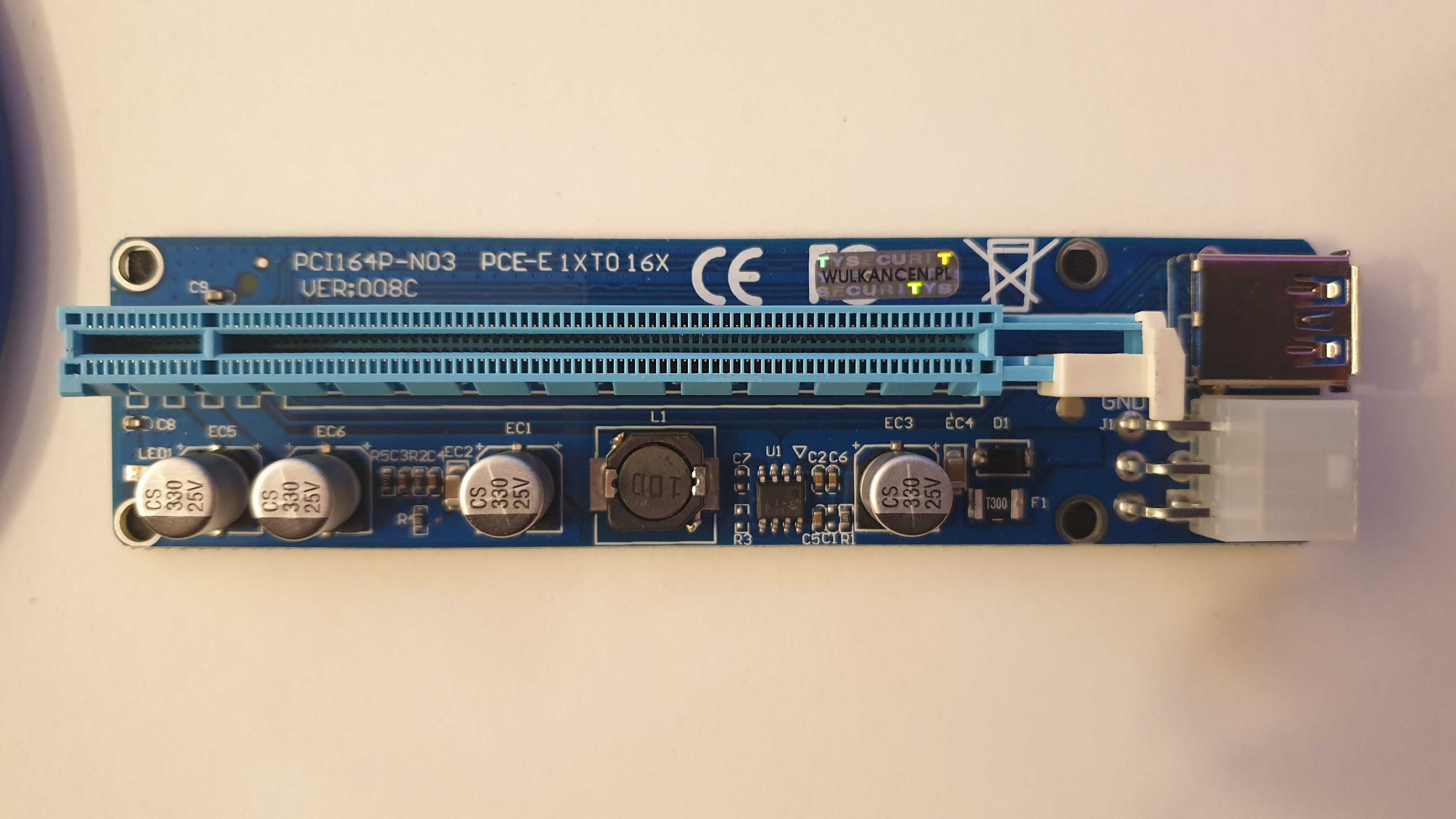2x Taśma Riser USB3.0 PCI-E PCI 1x-16x 6PIN SATA 008C