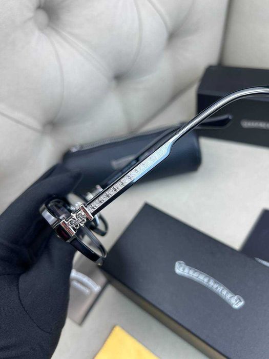 Мужские прозрачные очки Chrome Hearts черная оправа Хром Хартс g244