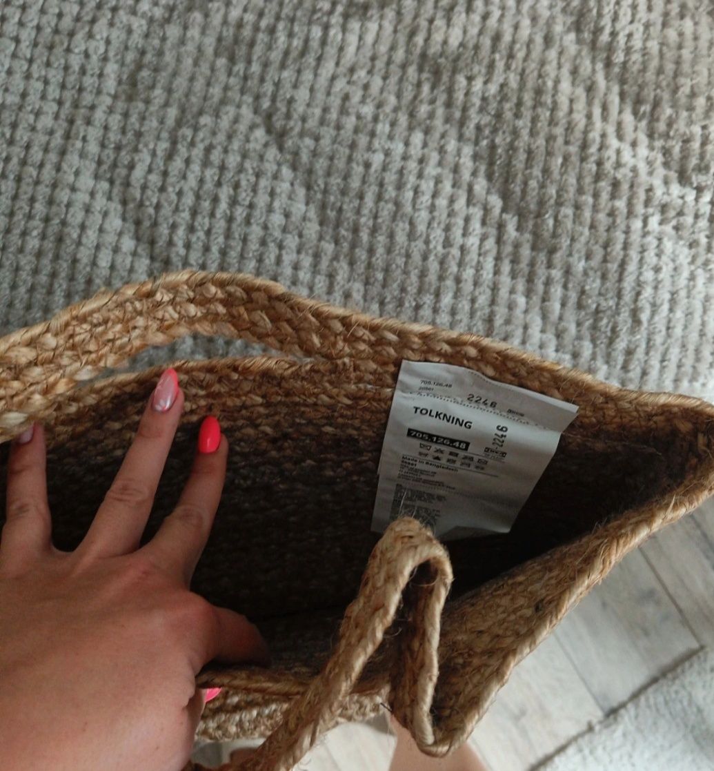 Kosz jutowy Ikea, nowy z metką, boho