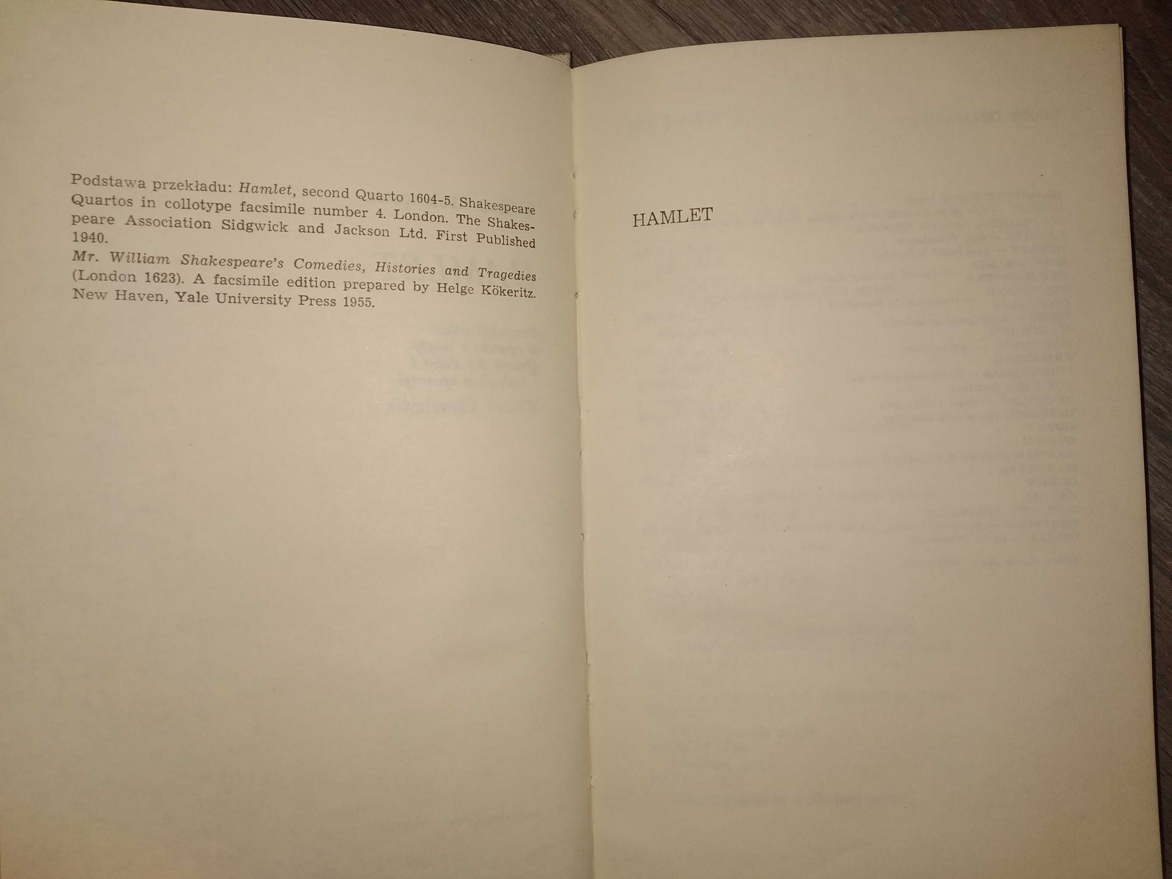 HAMLET - Wydanie z 1955 - Wiliam Szekspir Shakespeare - ANTYK