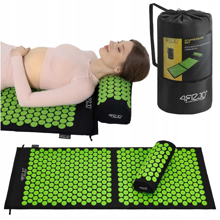 Duża mata XL do akupresury z kolcami 110x42cm 4FIZJO + PODUSZKA na ból