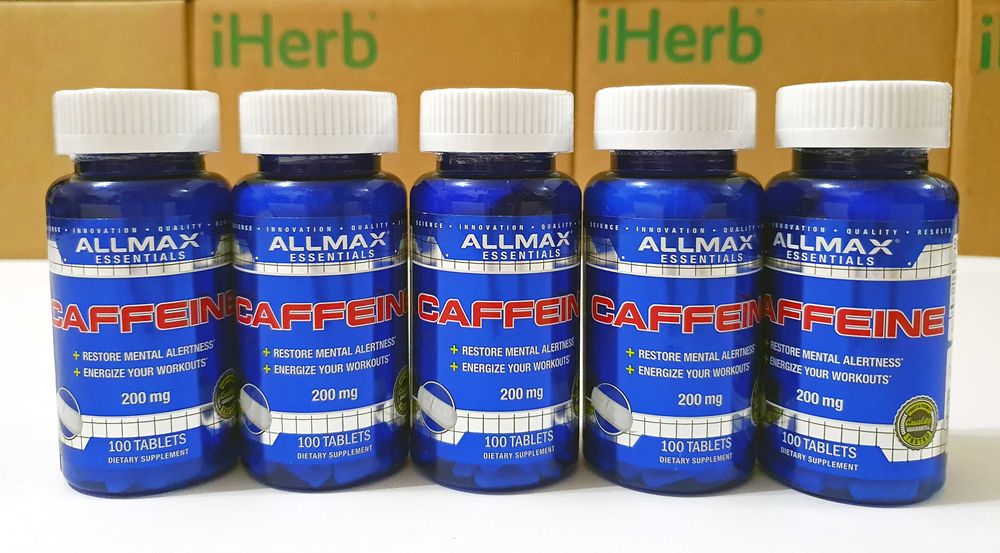 Кофеїн Allmax Nutrition Сaffeine, 200 мг, 100 таблеток. Кофеин.