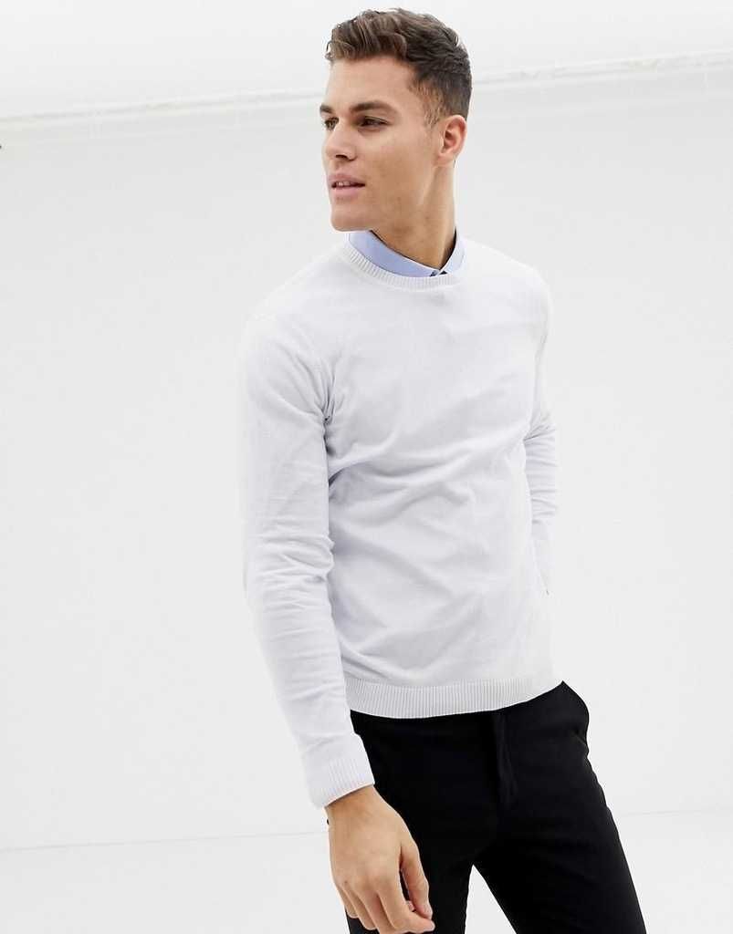 Sweter Męski Elegancki ECRU Bawełna EU 38, UK M