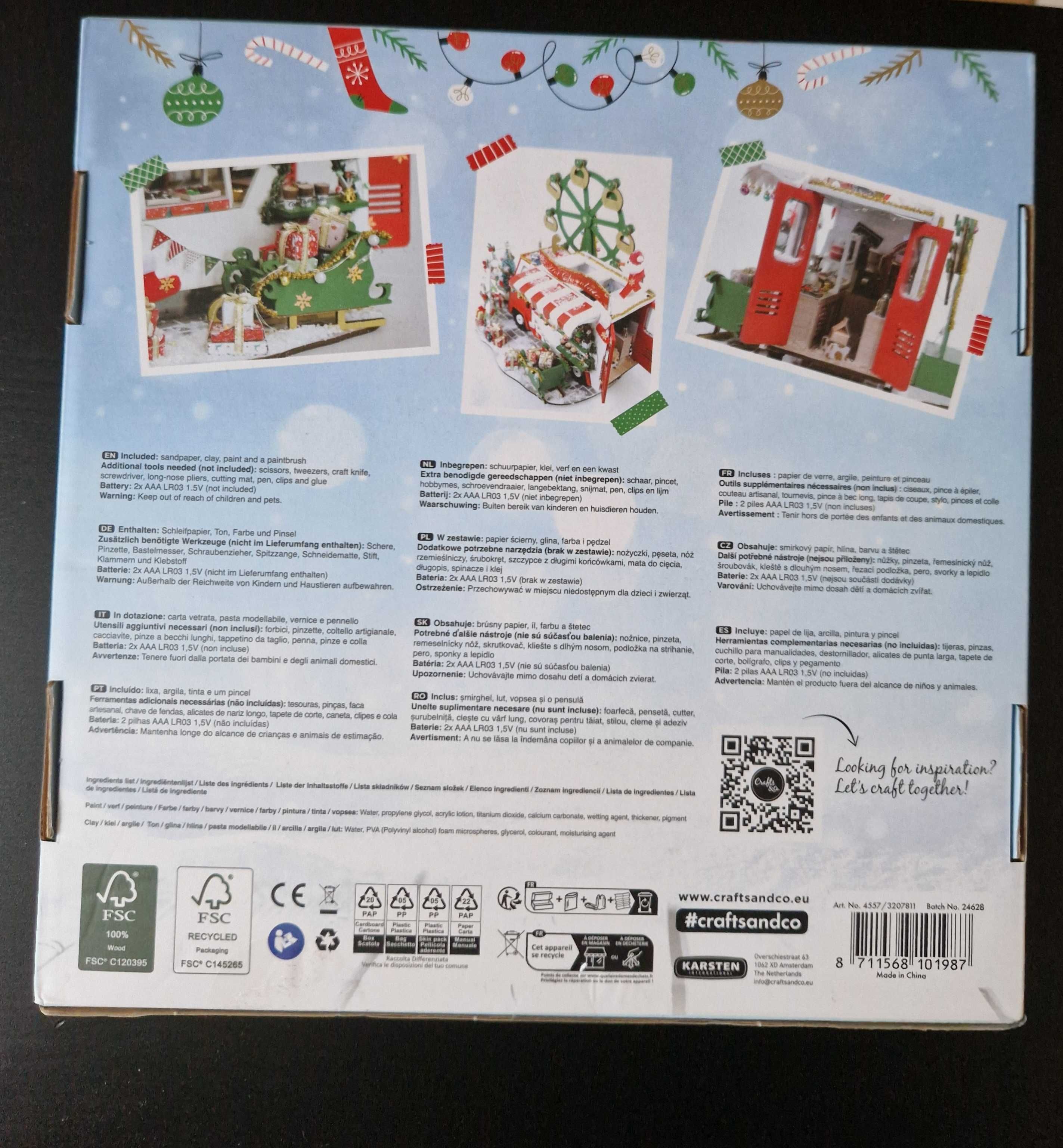 Miniaturowy domek ŚWIĄTECZNY FOOD TRUCK DIY z oświetleniem LED 3D