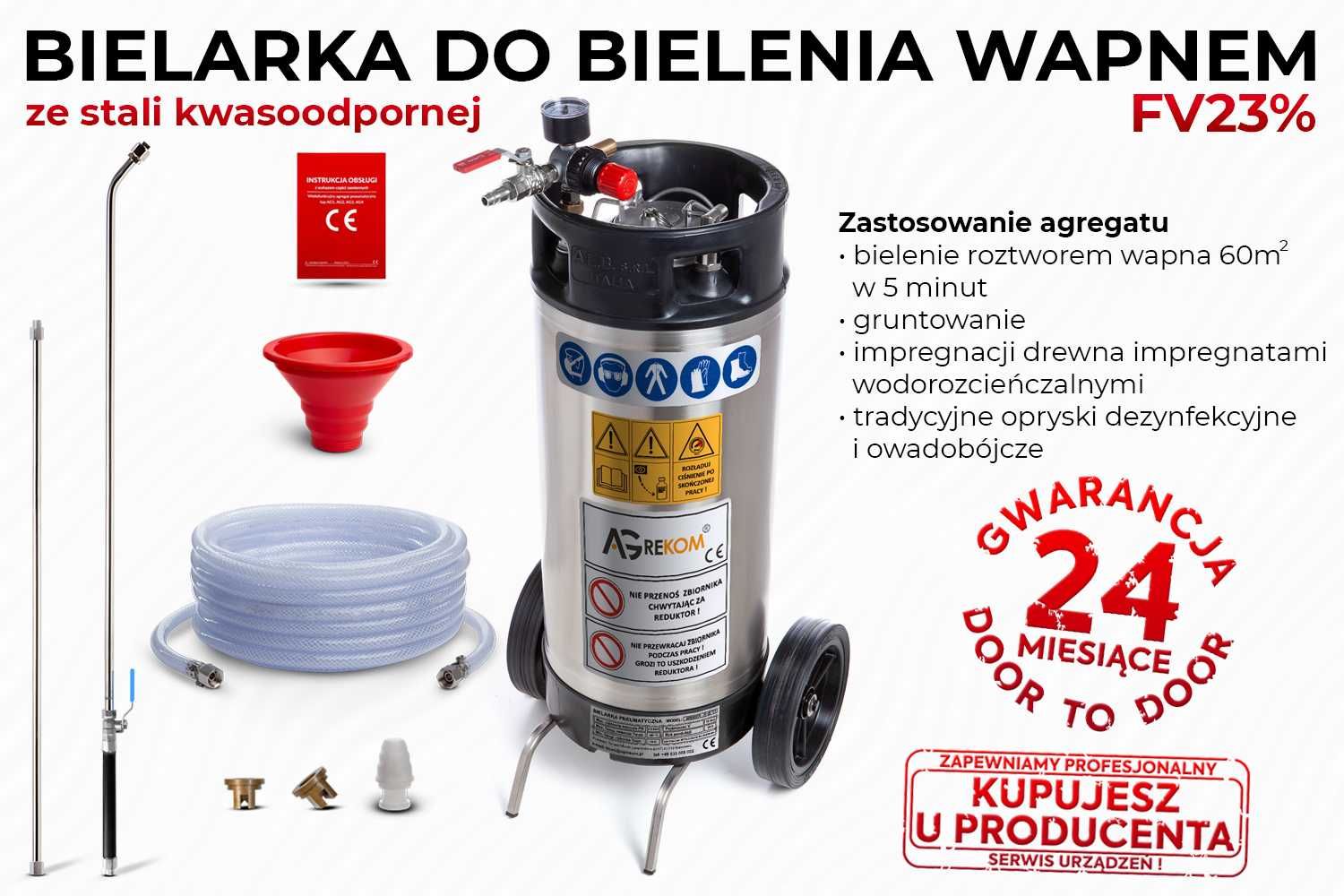 Agregat do bielenia wapnem impregnacja altanki kosiarka ziemia grill