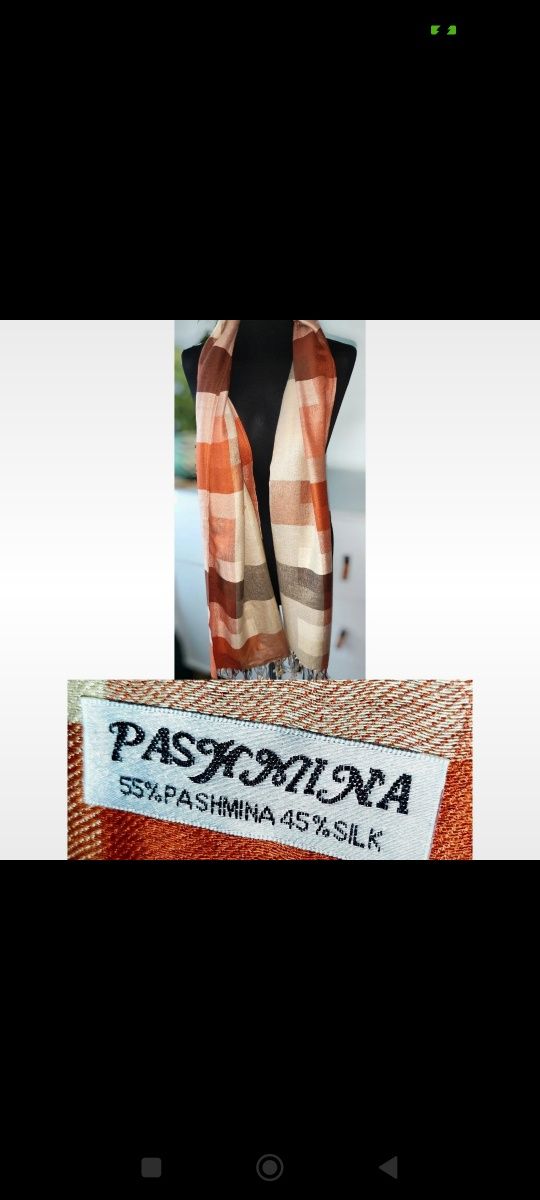 Pashmina dłuży jedwabny szal wełna paszmina jedwab kolory jesieni