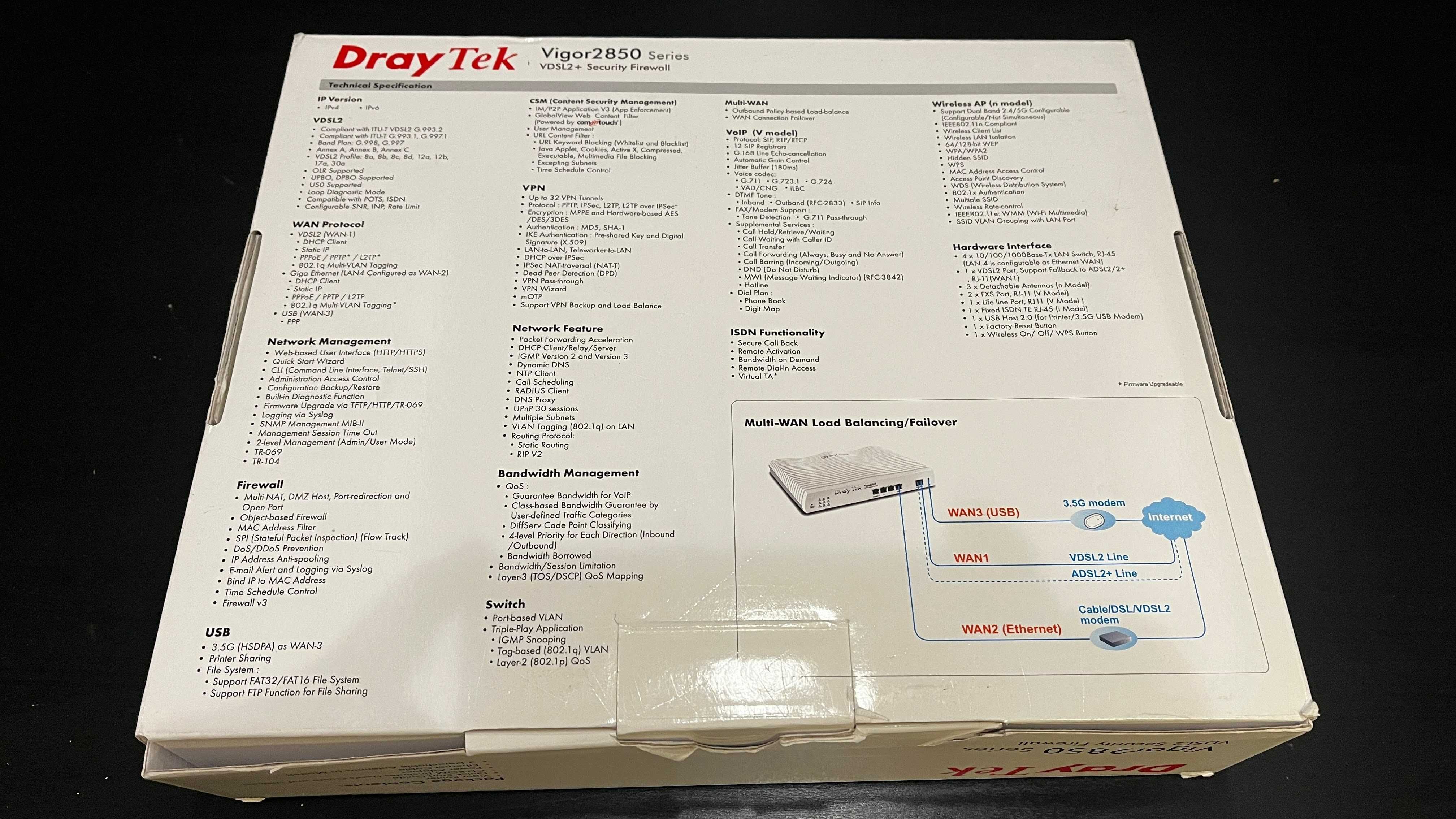 Router z firewallem DrayTek Vigor 2850 - w doskonałym stanie