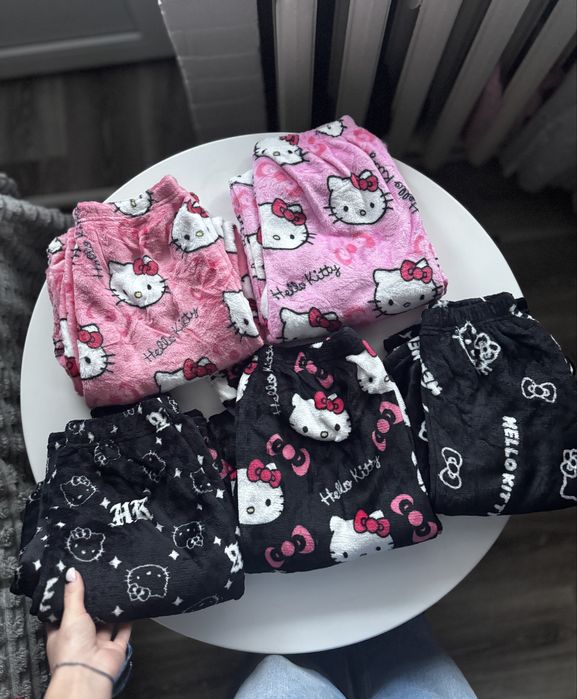 Теплі мʼякі плюшеві піжамні штані hello kitty s-xl