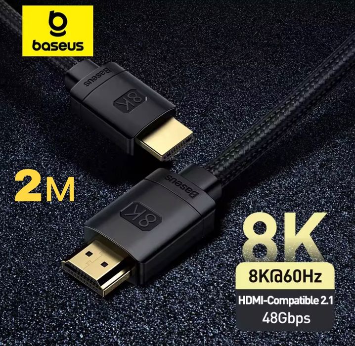 HDMI 2.1 кабель Baseus 8K 60Гц 4К 120Гц 2м 3D для PC TV Box PS5 Ugreen