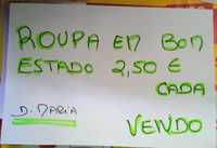 Vendo muita roupa a 2,50 cada em bom estado todos os tamanhos até XXL