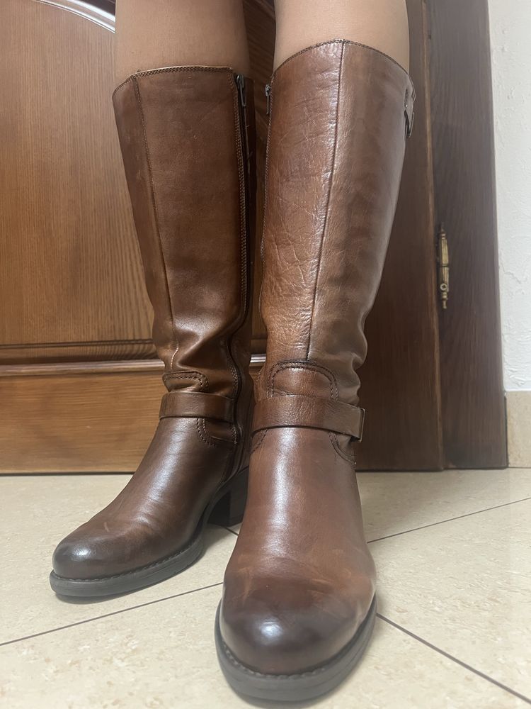 Сапоги ботфорты clarks 40 размер 26,8 см натуральна шкіра, шерсть