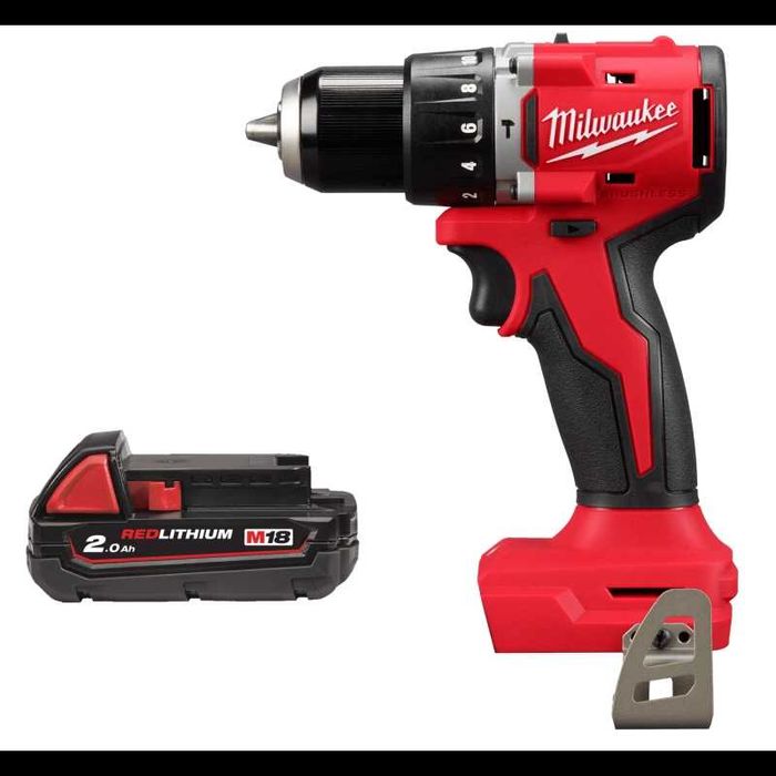 Шуруповерт акумуляторний Milwaukee M18 BLPDRC-0, 60Нм, каркас + M18 B2