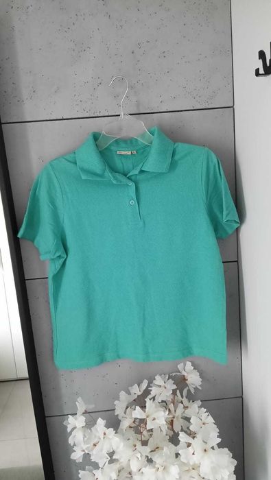 Koszulka t-shirt polo damska Hanes r.M  zielona