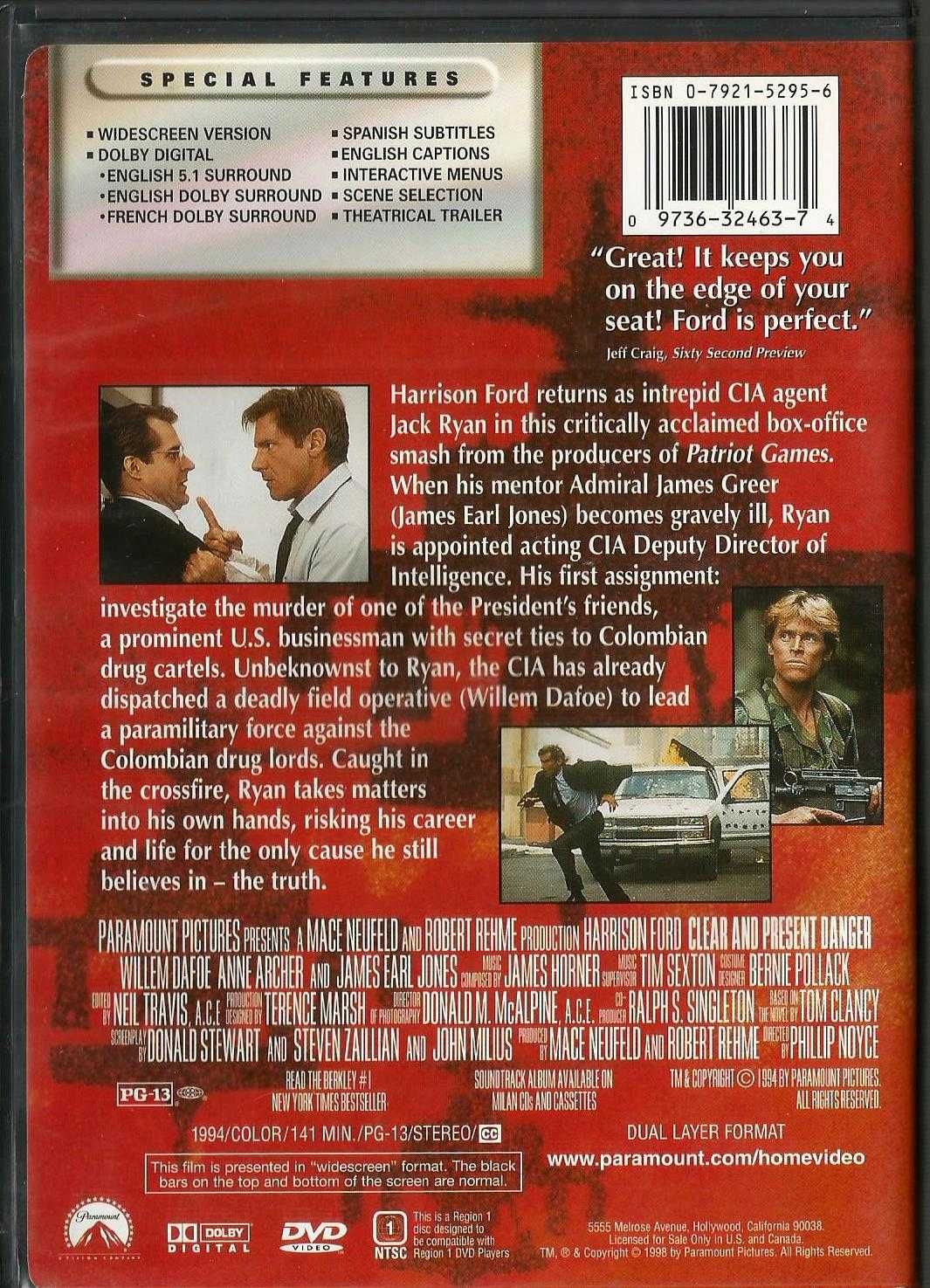 Tree Widescreen Thrillers DVD Set 3. Sean Connery e Harrison Ford.