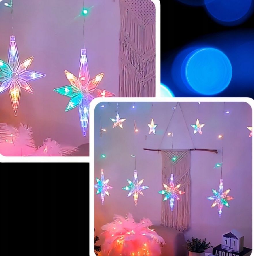 Nowa kurtyna LED, girlanada,łańcuch świetlny LED, girlanda, gwiazdy,
