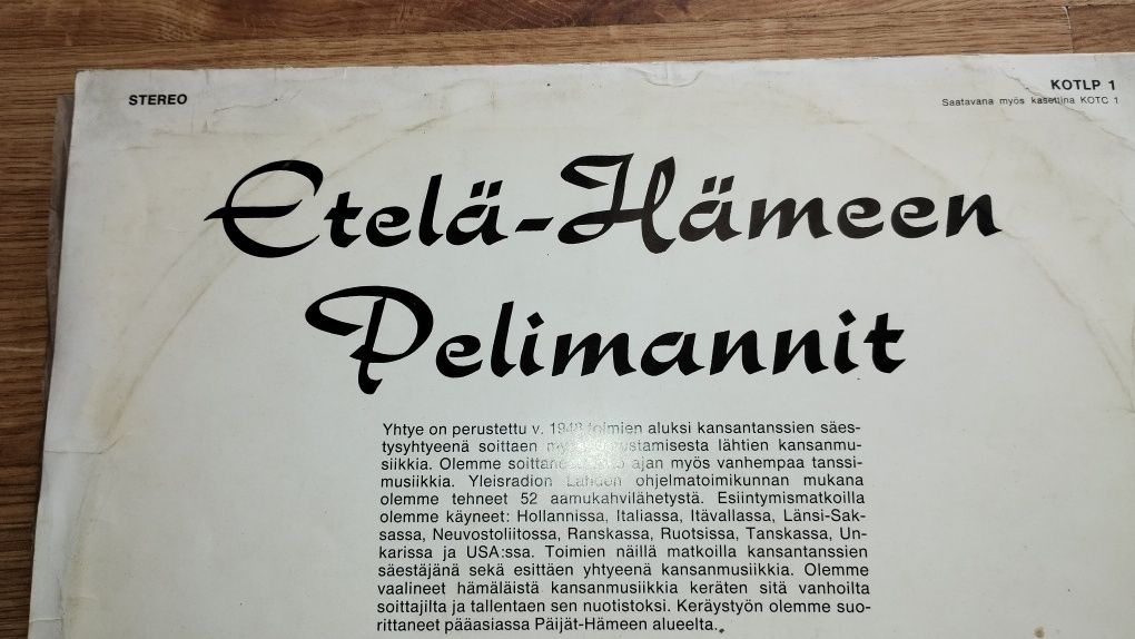 Duża płyta winylowa Etela -Hameen Pelimanit