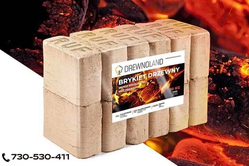 Brykiet drzewny dębowy DREWNOLAND PREMIUM RUF kostka, DOSTAWA GRATIS