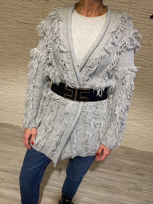 Andżela kardigan frędzle boho sweterek szary Uni
