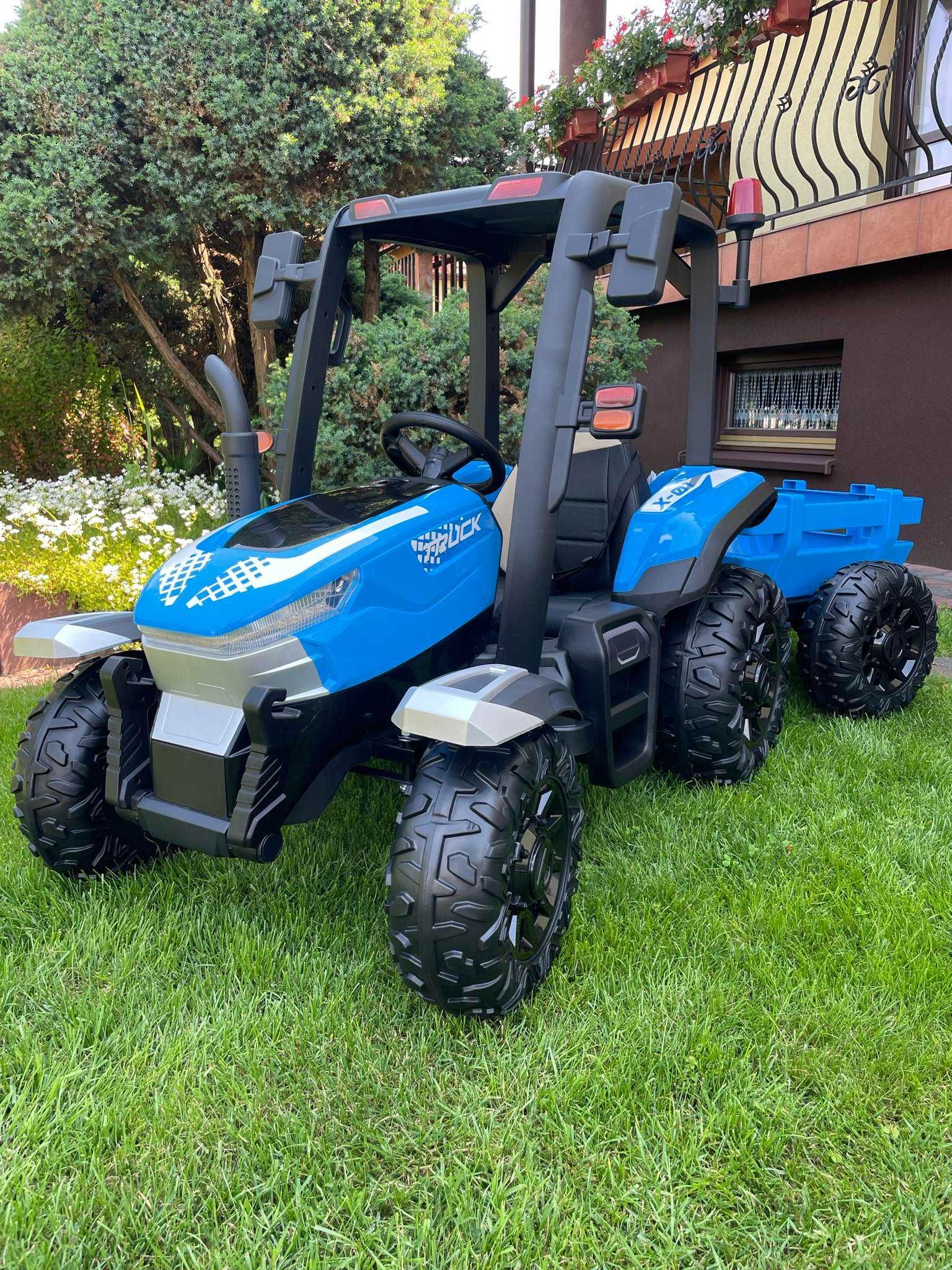 NOWY DUŻY Traktor na akumulator z kabiną i przyczepą 24v 2x200W PILOT