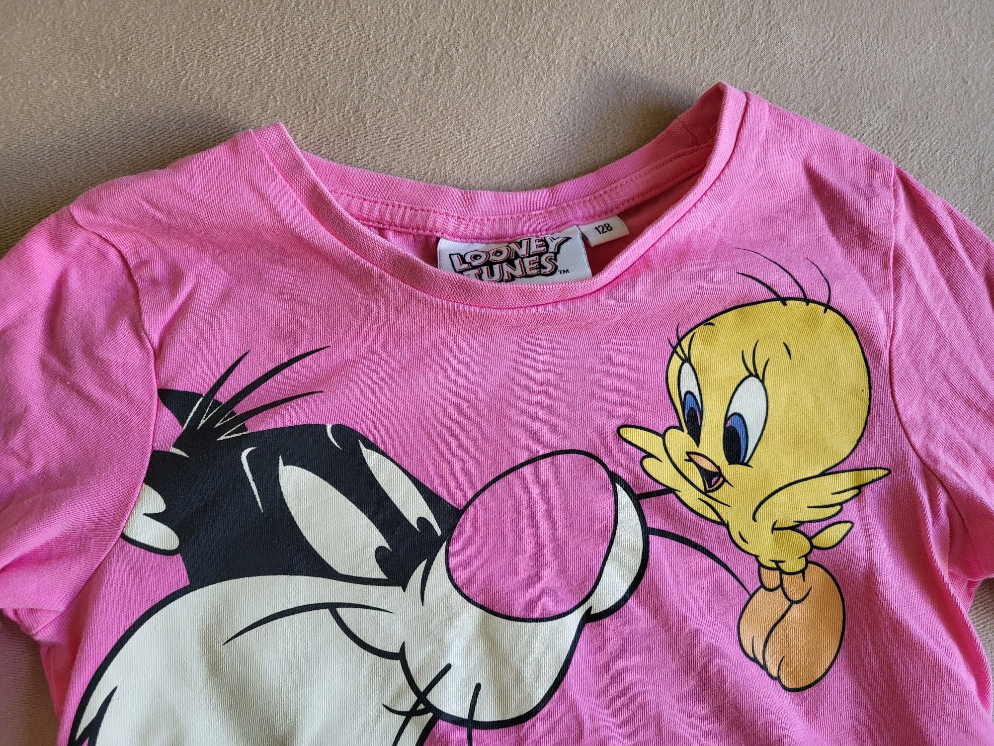 Super bluzka różowa Looney Tunes 128 H&M idealna