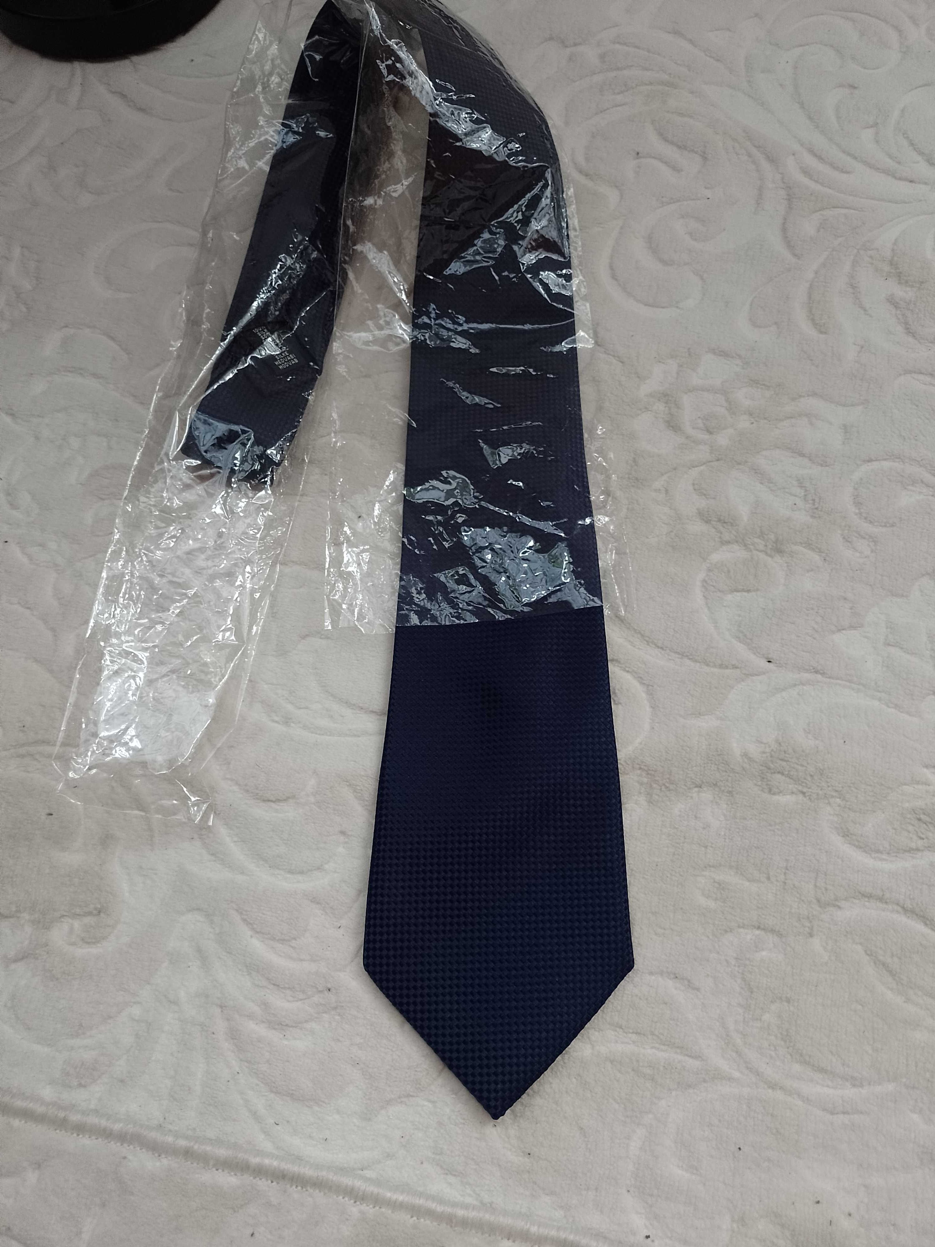 SuitConnection Granatowy krawat Jedwabny z Londynu, NOWY
