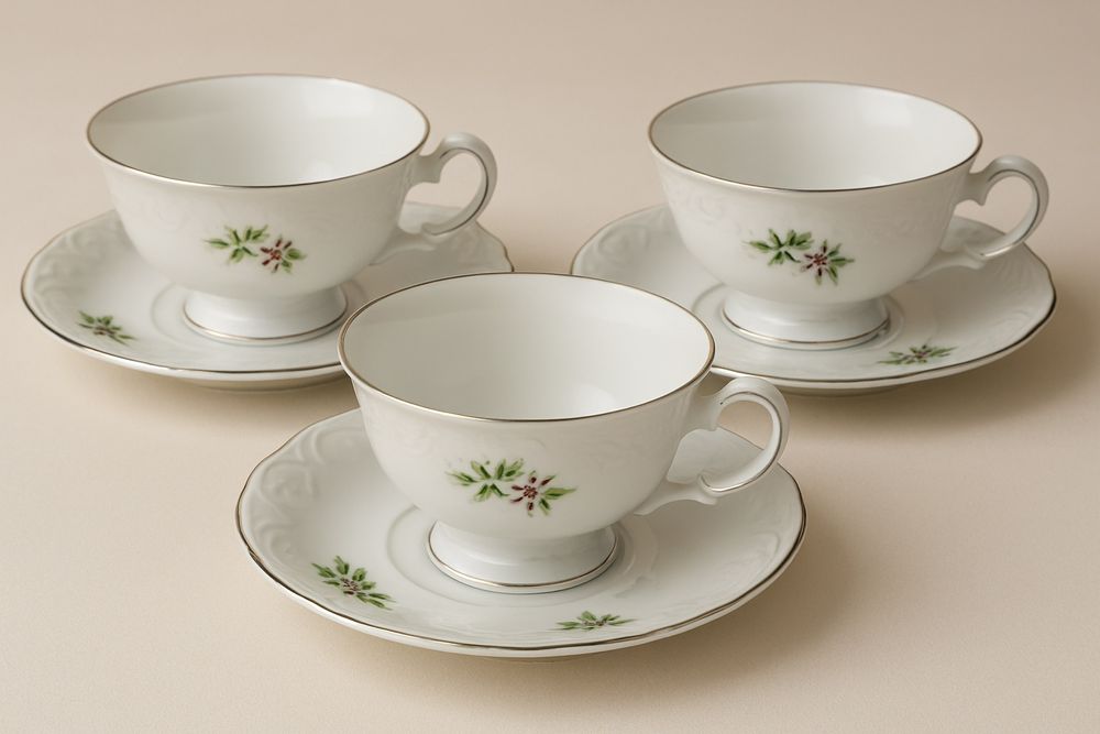 Zestaw 3 filiżanek Wałbrzych z spodkami – vintage, stan bardzo dobry