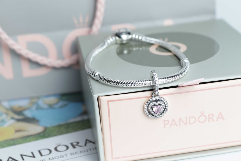 Намистина шарм Пандора "Серце з подвійним ореолом" срібло S925