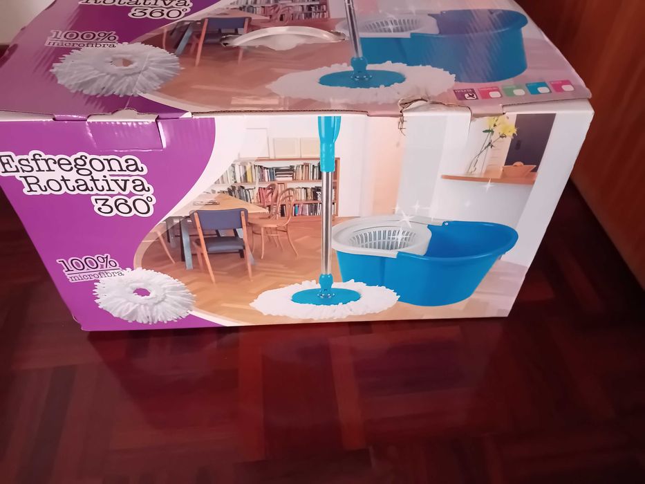 Esfregona Rotativa 360º + Balde + 2 Recargas Microfibra | NOVO
