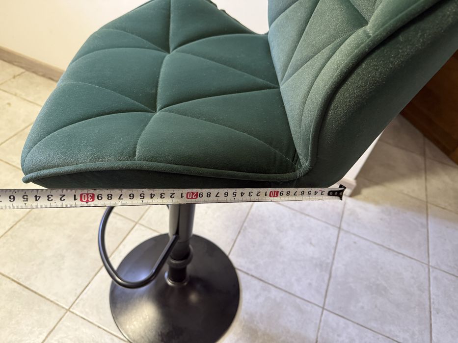 Krzesło fotel barowe hoker GRAPPO BLACK zielone VELVET