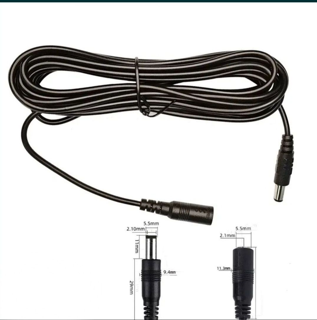 Przedłużacz DC 3-60Volt 5,5/2,1mm 10m. do zasilaczy kamer,oświetlenia