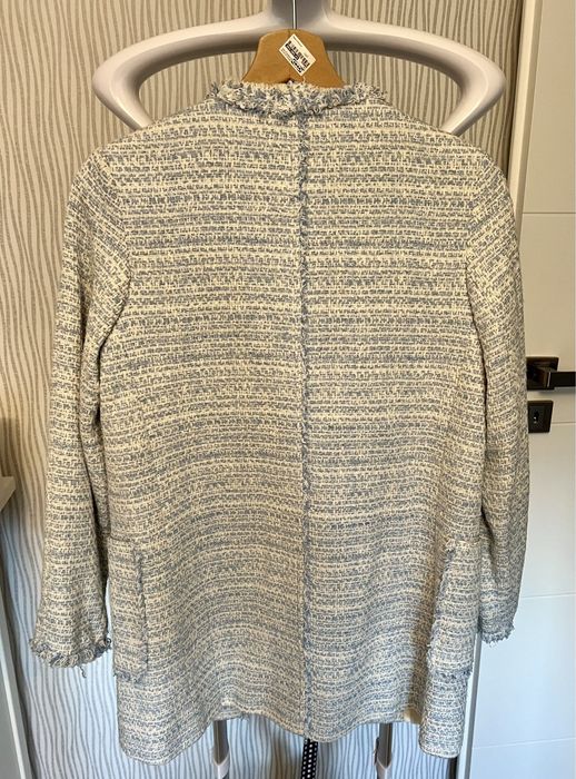 Marynarka damska tweedowa niebieska-biała Zara rozmiar XS