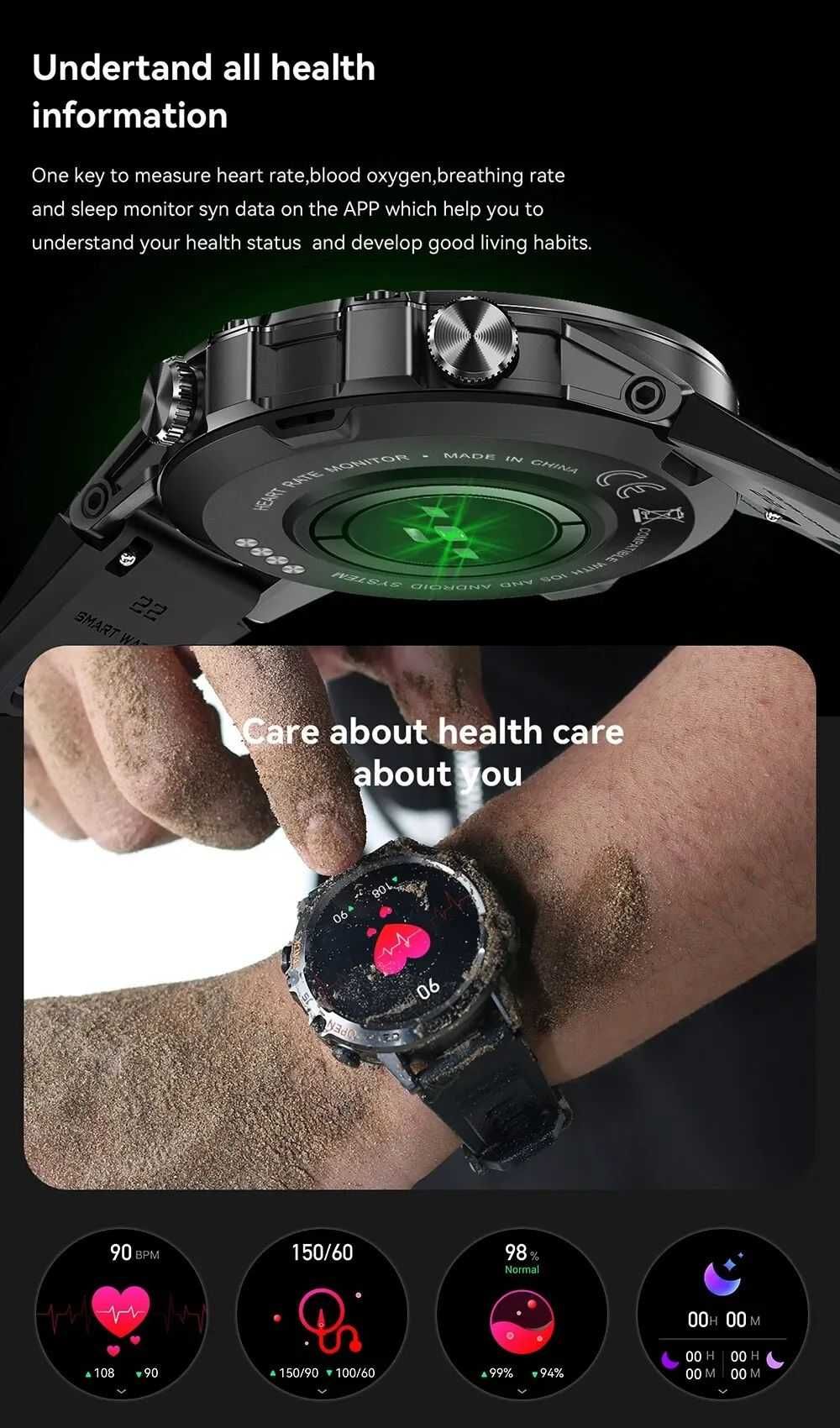 Zegarek Smartwatch Męski Rozmowy Menu PL Sportowy