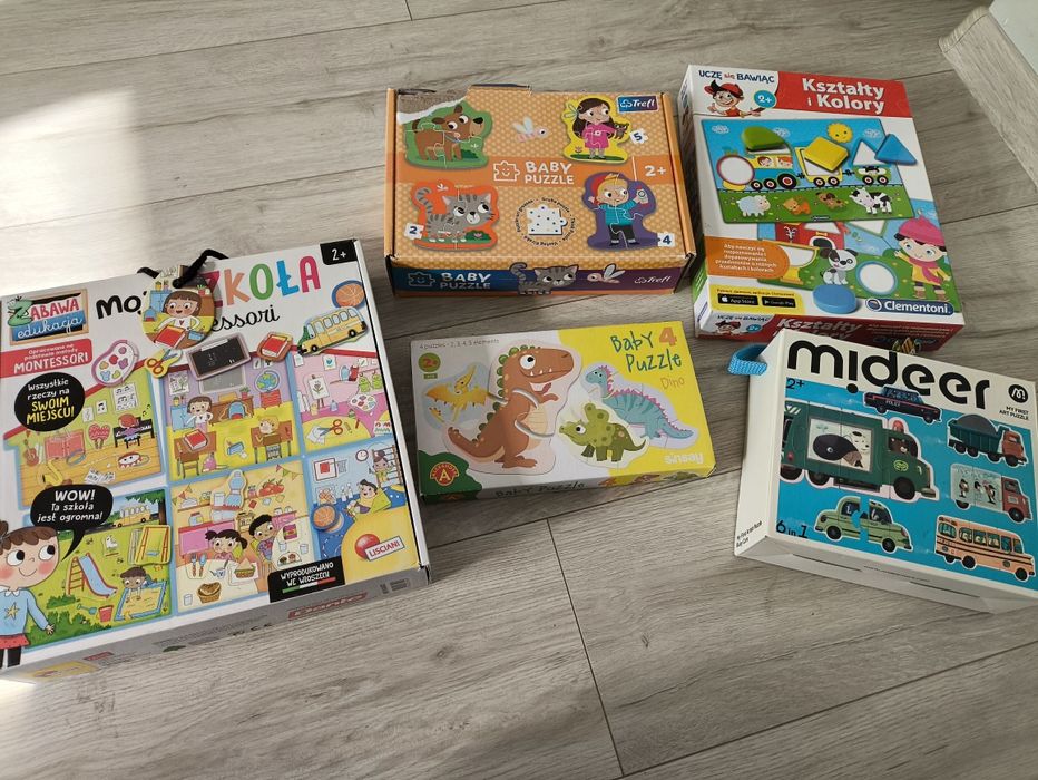 Duża paczka puzzle, książeczki, układanki 2+ dla dzieci super stan