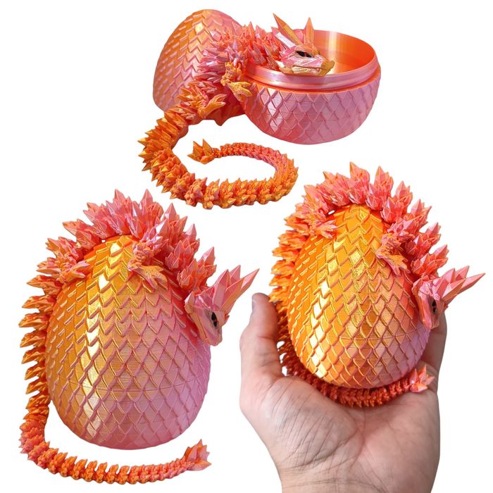 Kryształowy Smok Mini + Jajko, 30cm Długość, Figurka Przegubowa, 25B4S
