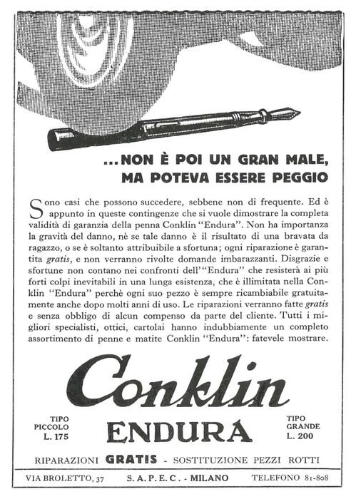 Caneta tinta permanente vácuo - CONKLIN mod. ENDURA - Aprox. 1924/30s