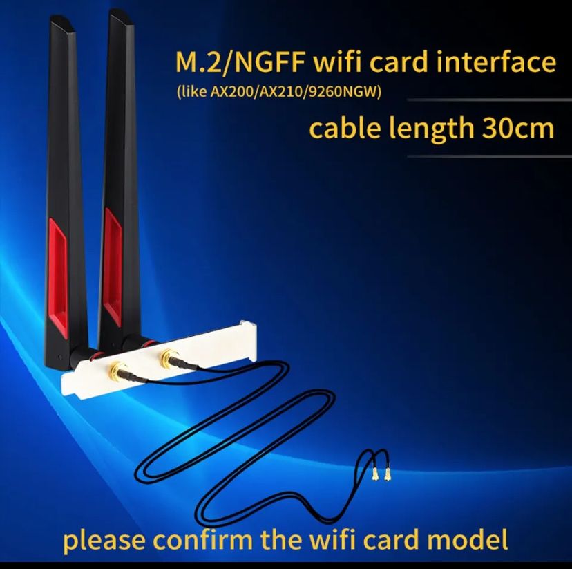 Антенны 10 Dbi для WiFi адаптера M.2 MHF4, для карты AX210/AX200