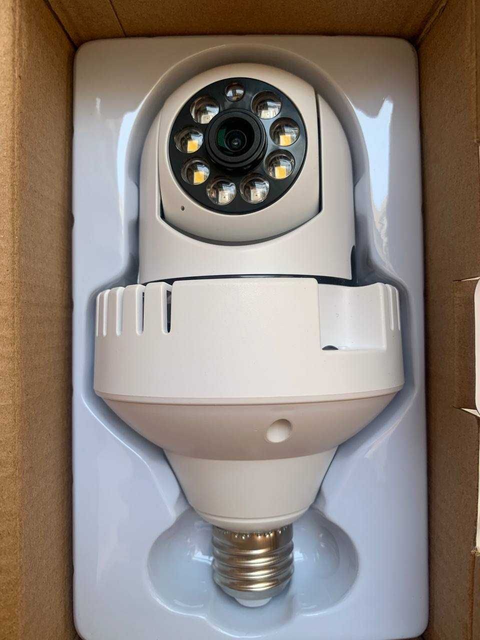 Камера видеонаблюдения в патрон с датчиком дыма WiFi IP вайфай